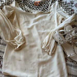 Tory Burch Cream Blouse with Sheer Details